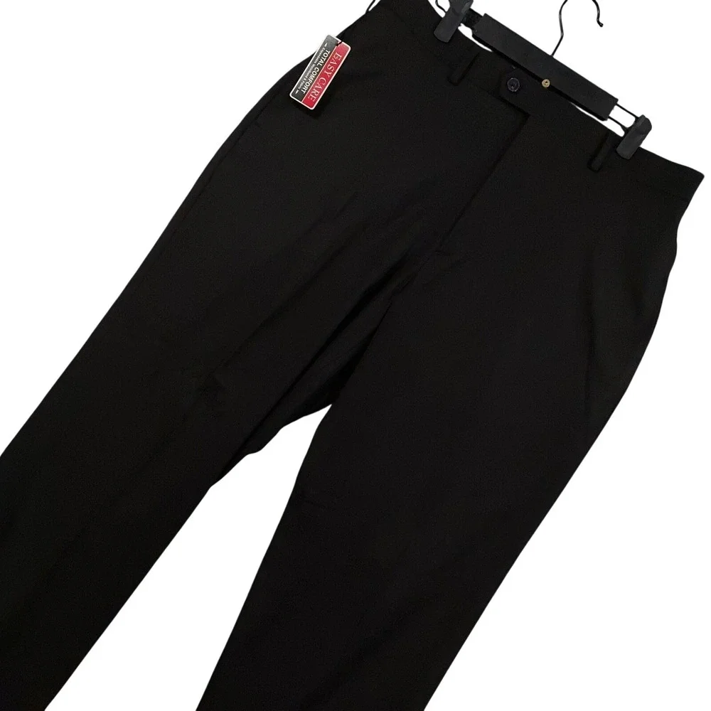 NEW Savane Pants Mens 34x30 Black Select Edition Dress Easy Care Comfort Stretch